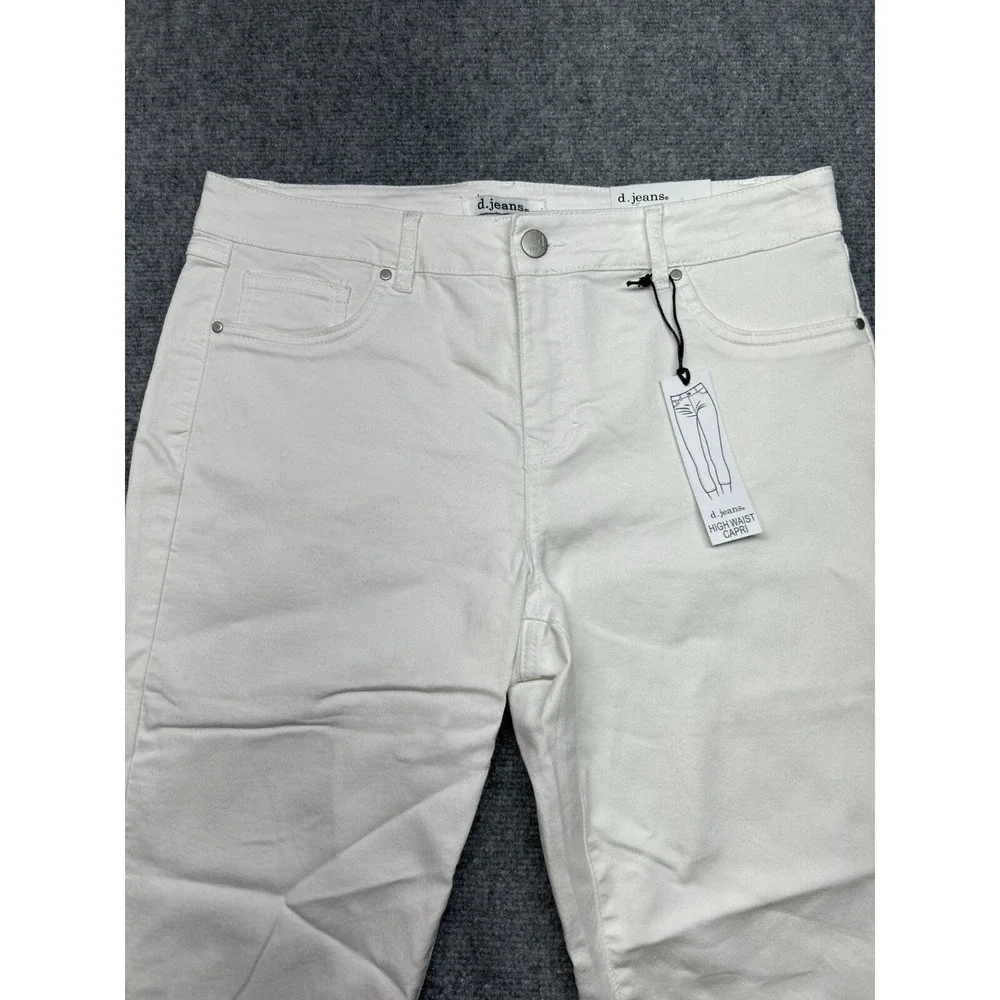 D Jeans Capri Pants Womens 14 White High Waist Modern Fit High Waist Solid New - Picture 4 of 13